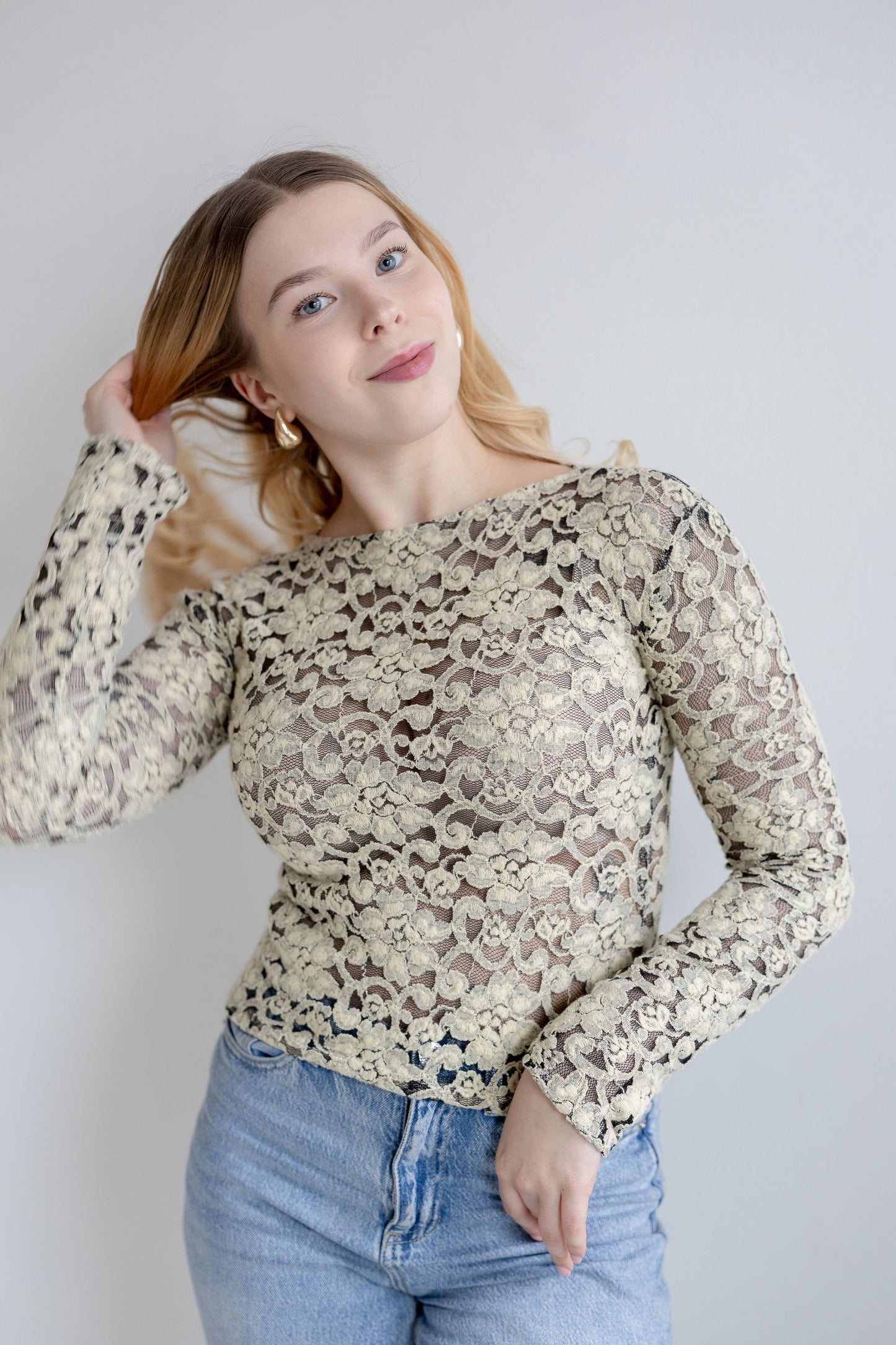 LACE top long sleeve