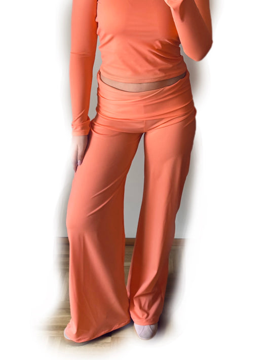 Folded Yoga pants -coral