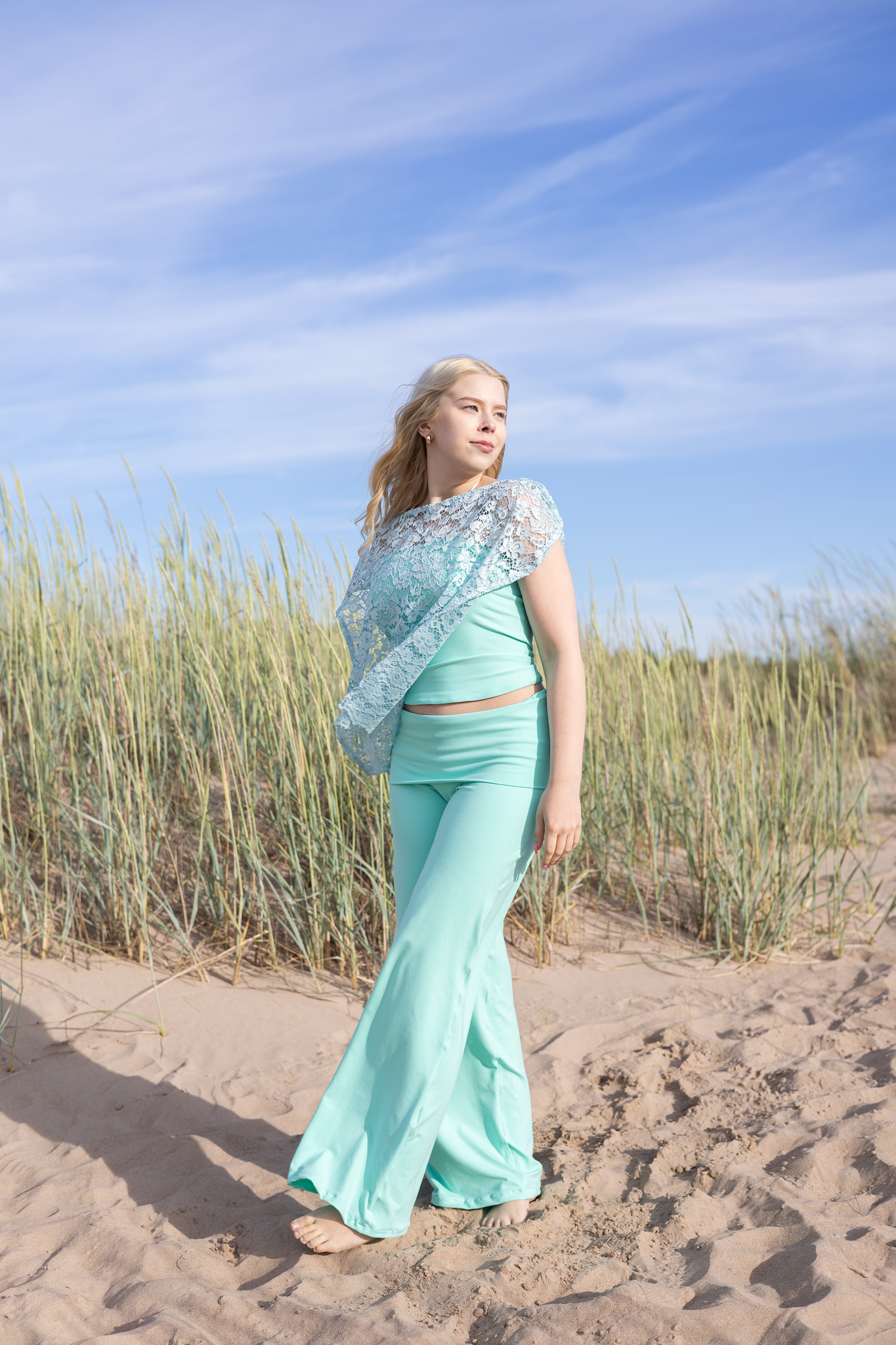Cotton Folded Yoga pants- mint
