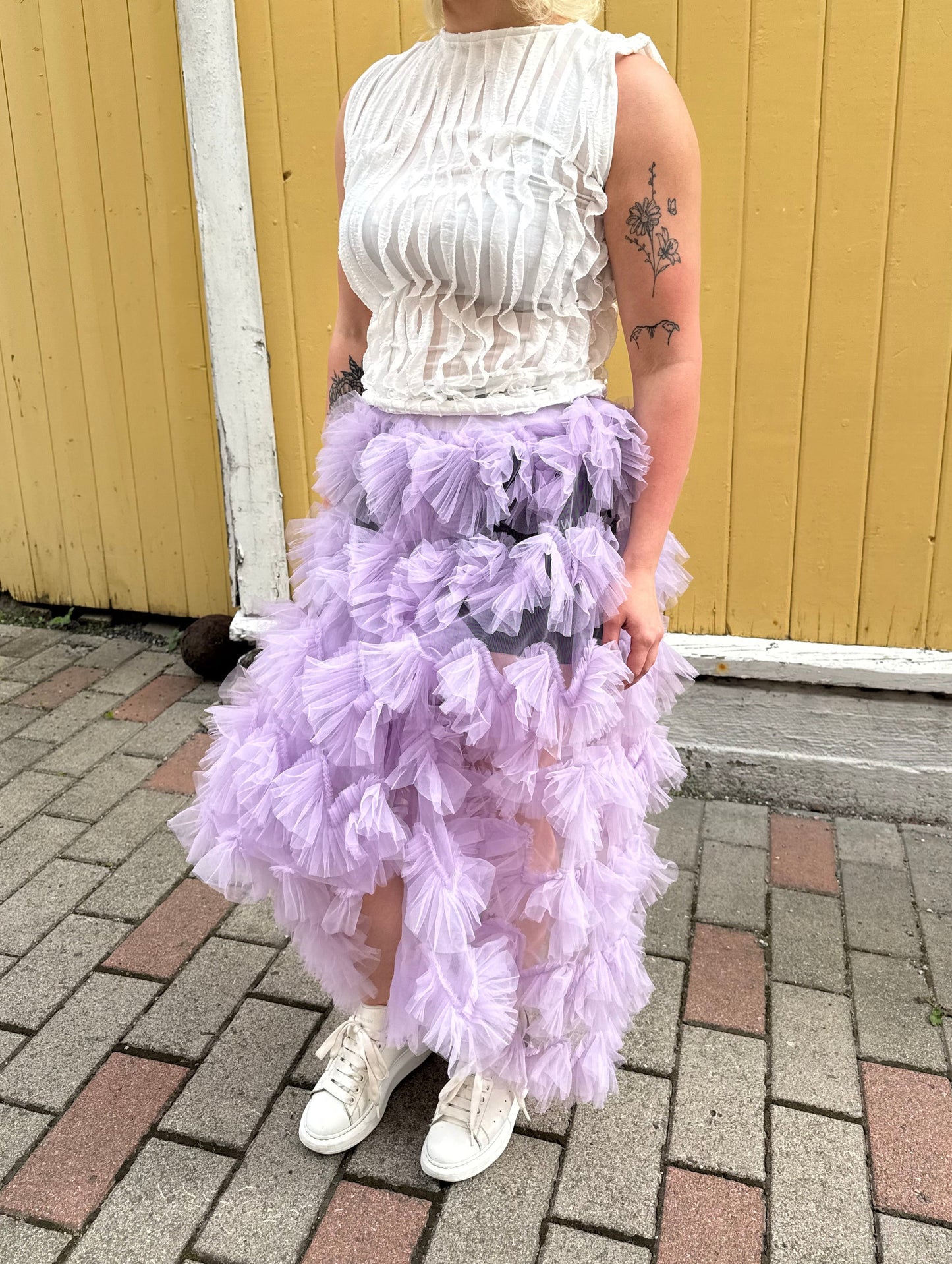 Lavender asymmetrical maxi skirt