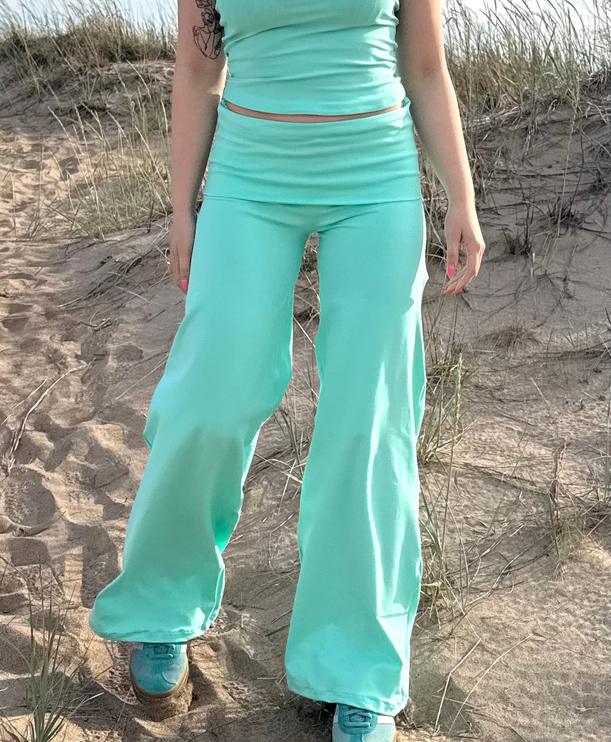 Cotton Folded Yoga pants- mint